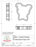 Frosted Cookiery Nerdy Boy Puppy Cookie Cutter/Fondant Cutter or STL Download