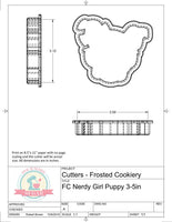 Frosted Cookiery Nerdy Girl Puppy Cookie Cutter/Fondant Cutter or STL Download