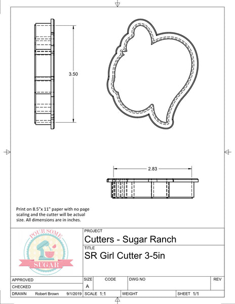 Sugar Ranch Girl Cookie Cutter or Fondant Cutter