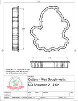 Miss Doughmestic Snowman 2 Cookie Cutter or Fondant Cutter