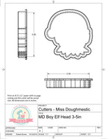 Miss Doughmestic Boy Elf Head (NOT ELF DUO) Cookie Cutter or Fondant Cutter