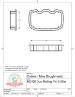 Miss Doughmestic Elf Duo Rolling Pin Cookie Cutter/Fondant Cutter or STL Download