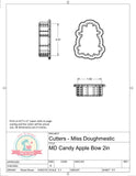 Miss Doughmestic Candy Apple With Bow Cookie Cutter or Fondant Cutter