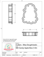 Miss Doughmestic Candy Apple With Bow Cookie Cutter or Fondant Cutter