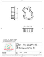 Miss Doughmestic Candy Apple with Tag Cookie Cutter or Fondant Cutter