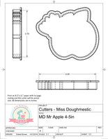 Miss Doughmestic Mr Apple Cookie Cutter or Fondant Cutter