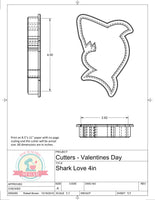 Shark Love Cookie Cutter or Fondant Cutter