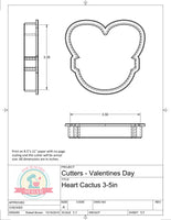 Heart Cactus Cookie Cutter or Fondant Cutter