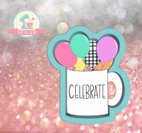 Frosted Cookiery Balloon Mug Cookie Cutter/Fondant Cutter or STL Download