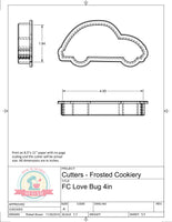 Frosted Cookiery Love Bug (Super Skinny) Cookie Cutter/Fondant Cutter or STL Download