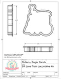 Sugar Ranch Love Train Locomotive Cookie Cutter or Fondant Cutter