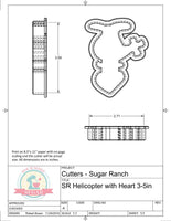 Sugar Ranch Helicopter with Heart Cookie Cutter or Fondant Cutter