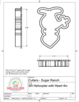 Sugar Ranch Helicopter with Heart Cookie Cutter or Fondant Cutter