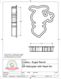 Sugar Ranch Helicopter with Heart Cookie Cutter or Fondant Cutter