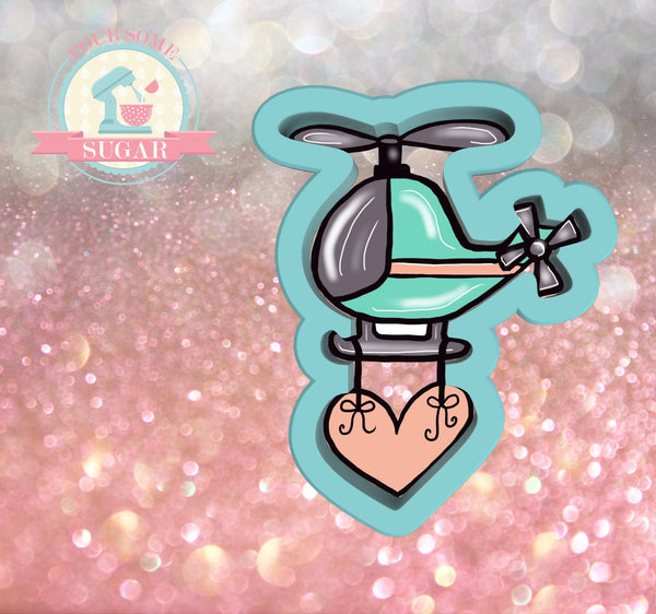 Sugar Ranch Helicopter with Heart Cookie Cutter or Fondant Cutter