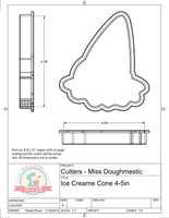 Miss Doughmestic Ice Cream Cone (You Make My Heart Melt) Cookie Cutter or Fondant Cutter