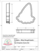 Miss Doughmestic Ice Cream Cone (You Make My Heart Melt) Cookie Cutter or Fondant Cutter