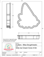 Miss Doughmestic Girly Ice Cream Cone (You Make My Heart Melt) Cookie Cutter or Fondant Cutter