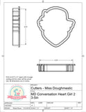 Miss Doughmestic Girl Conversation Heart 2 Cookie Cutter or Fondant Cutter