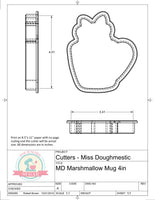 Miss Doughmestic Marshmallow Mug Cookie Cutter or Fondant Cutter