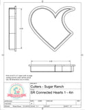 Sugar Ranch Connected Hearts Cookie Cutter or Fondant Cutter