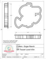 Sugar Ranch Toucan Love Cookie Cutter or Fondant Cutter