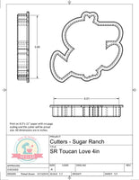 Sugar Ranch Toucan Love Cookie Cutter or Fondant Cutter