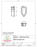 Heart Scoops Cookie Cutter or Fondant Cutter (Skinny)