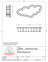 Heart Wings Cookie Cutter or Fondant Cutter (Skinny)