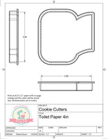 Toilet Paper Cookie Cutter or Fondant Cutter