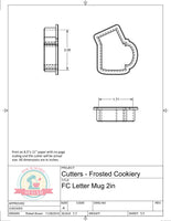Frosted Cookiery Letter/Paper Mug Cookie Cutter/Fondant Cutter or STL Download