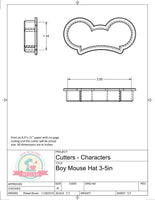 Boy Mouse Hat (Skinny) Cookie Cutter/Fondant Cutter or STL Download
