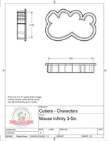 Mouse Infinity (Skinny) Cookie Cutter or Fondant Cutter
