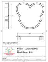 Heart Cactus Cookie Cutter or Fondant Cutter