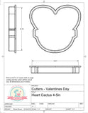 Heart Cactus Cookie Cutter or Fondant Cutter