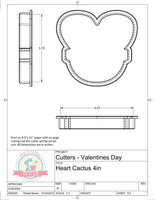 Heart Cactus Cookie Cutter or Fondant Cutter