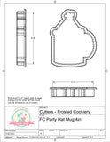 Frosted Cookiery Party Hat Mug Cookie Cutter/Fondant Cutter or STL Download