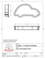 Frosted Cookiery Love Bug (Super Skinny) Cookie Cutter/Fondant Cutter or STL Download