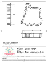 Sugar Ranch Love Train Locomotive Cookie Cutter or Fondant Cutter