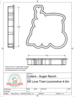 Sugar Ranch Love Train Locomotive Cookie Cutter or Fondant Cutter