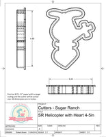 Sugar Ranch Helicopter with Heart Cookie Cutter or Fondant Cutter