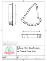 Miss Doughmestic Ice Cream Cone (You Make My Heart Melt) Cookie Cutter or Fondant Cutter