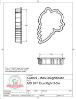 Miss Doughmestic BFF Duo Right Cookie Cutter or Fondant Cutter