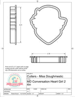 Miss Doughmestic Girl Conversation Heart 2 Cookie Cutter or Fondant Cutter