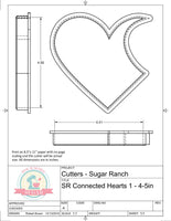 Sugar Ranch Connected Hearts Cookie Cutter or Fondant Cutter