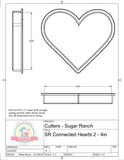 Sugar Ranch Connected Hearts Cookie Cutter or Fondant Cutter