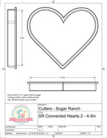 Sugar Ranch Connected Hearts Cookie Cutter or Fondant Cutter