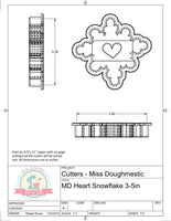 Miss Doughmestic Heart Snowflake Cookie Cutter or Fondant Cutter