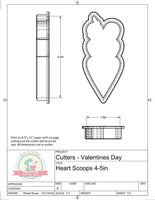 Heart Scoops Cookie Cutter or Fondant Cutter (Skinny)