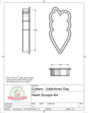 Heart Scoops Cookie Cutter or Fondant Cutter (Skinny)